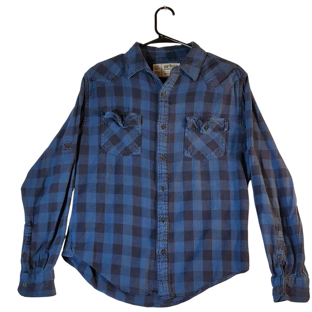 Urban Pipeline‎ Blue Plaid Long Sleeve Button Down Shirt Men Medium